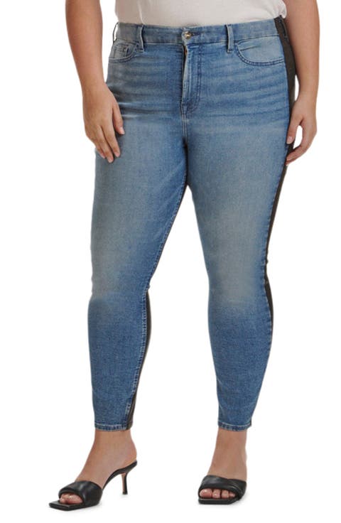 50/50 Coated Ankle Skinny Jeans (Heather Mist) (Plus Size)