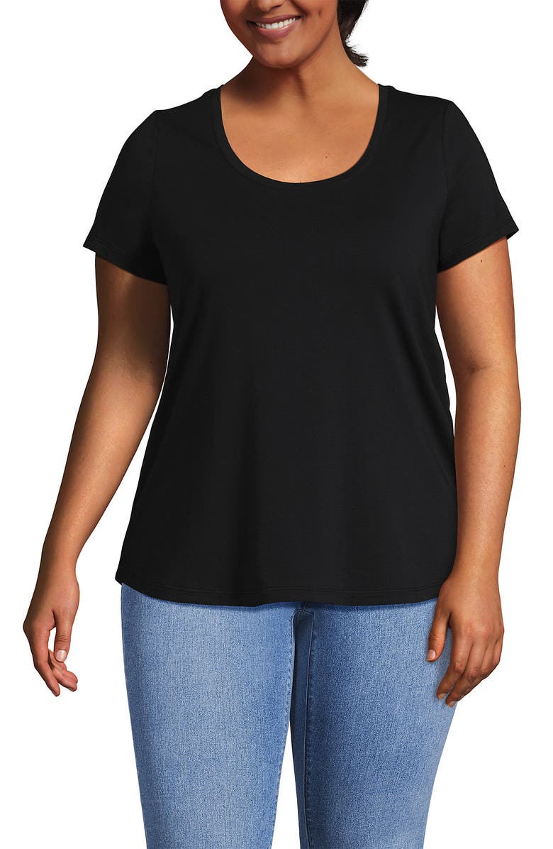 Lands' End Lightweight Jersey T-shirt, Main, color, Black
