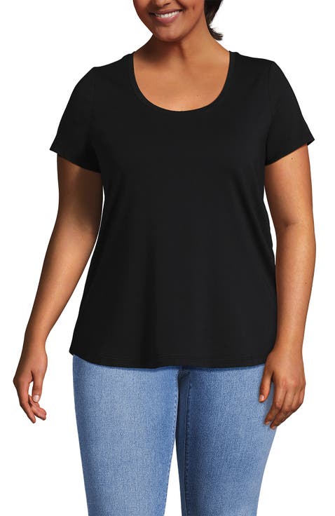 Plus Size Short Sleeve Lightweight Jersey Scoop Neck T-shirt