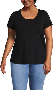 Lands' End Plus Size Short Sleeve Lightweight Jersey Scoop Neck T-shirt