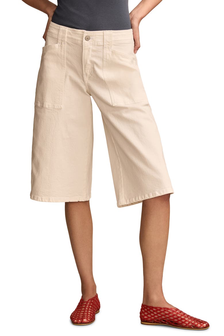 Stretch Cotton Culottes, Main, color, WHITE LIES WASH
