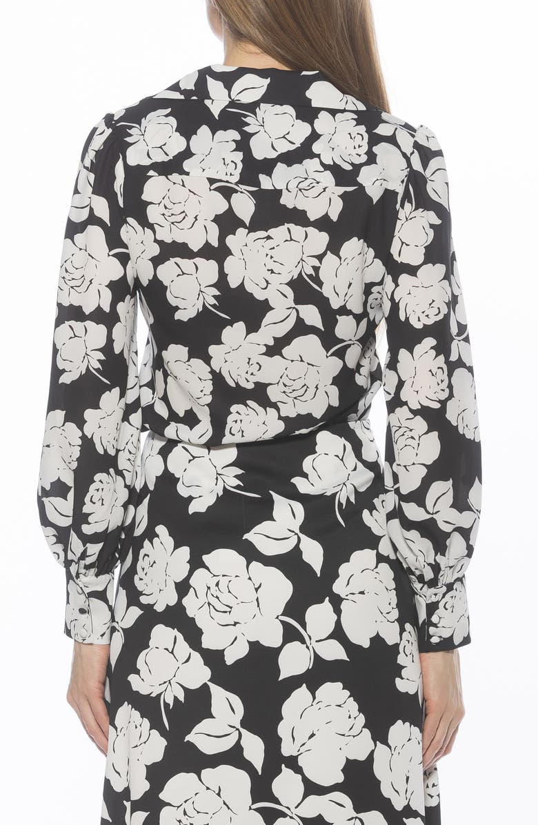 Alexia Admor Rah Covered Button-Down Top, Alternate, color, Black White Floral
