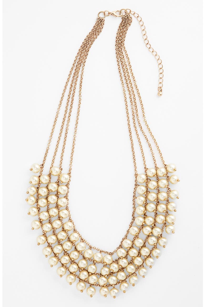 Multistrand Faux Pearl Statement Necklace, Main, color, GOLD