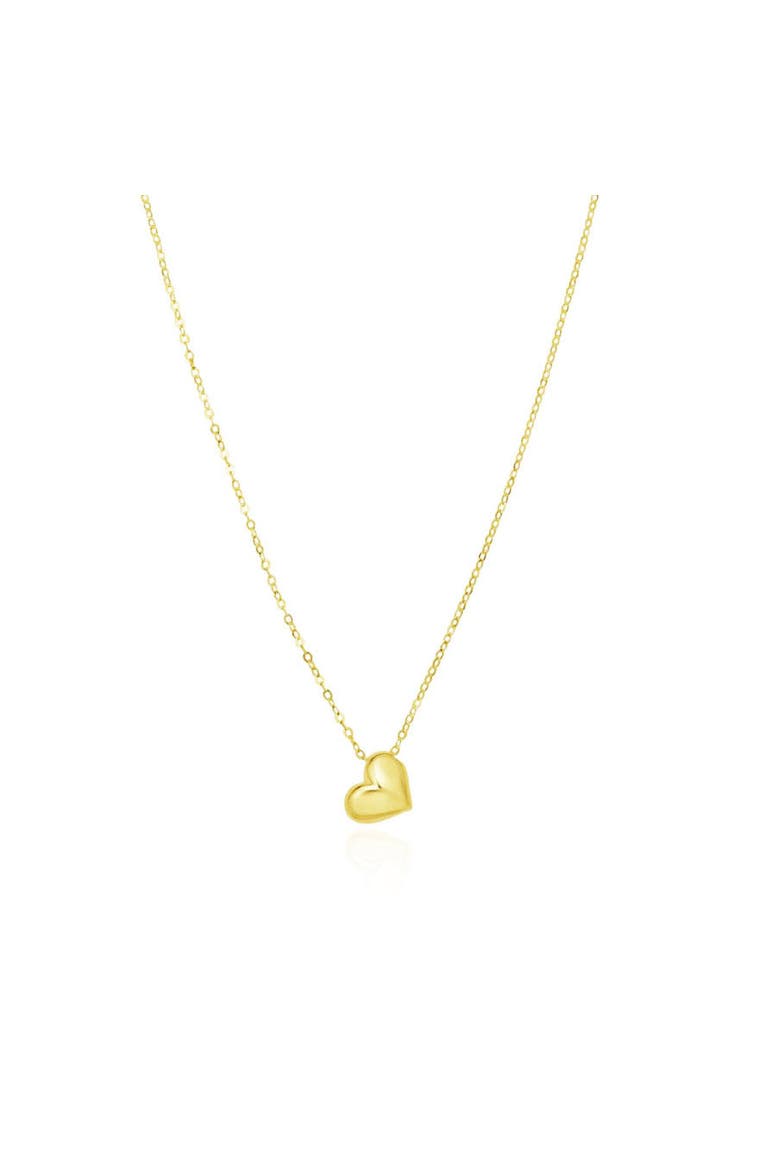 Mini Asymmetrical Gold Puffy Heart Necklace, Main, color, Yellow Gold