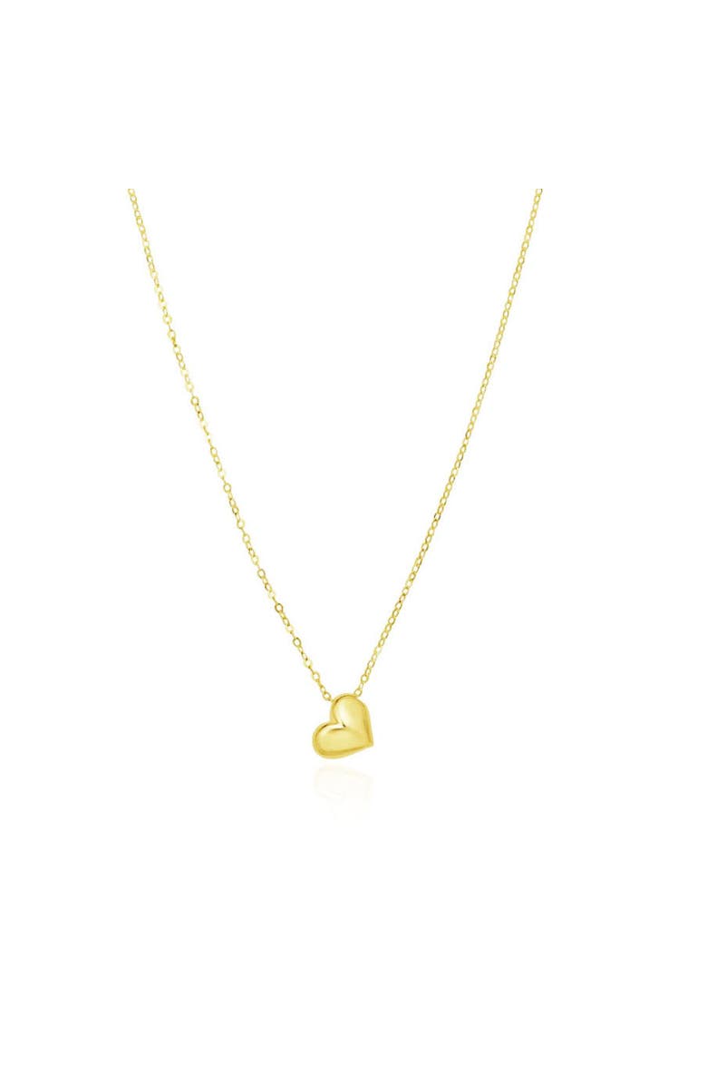 The Lovery Fine Jewelry Mini Asymmetrical Gold Puffy Heart Necklace, Main, color, Yellow Gold
