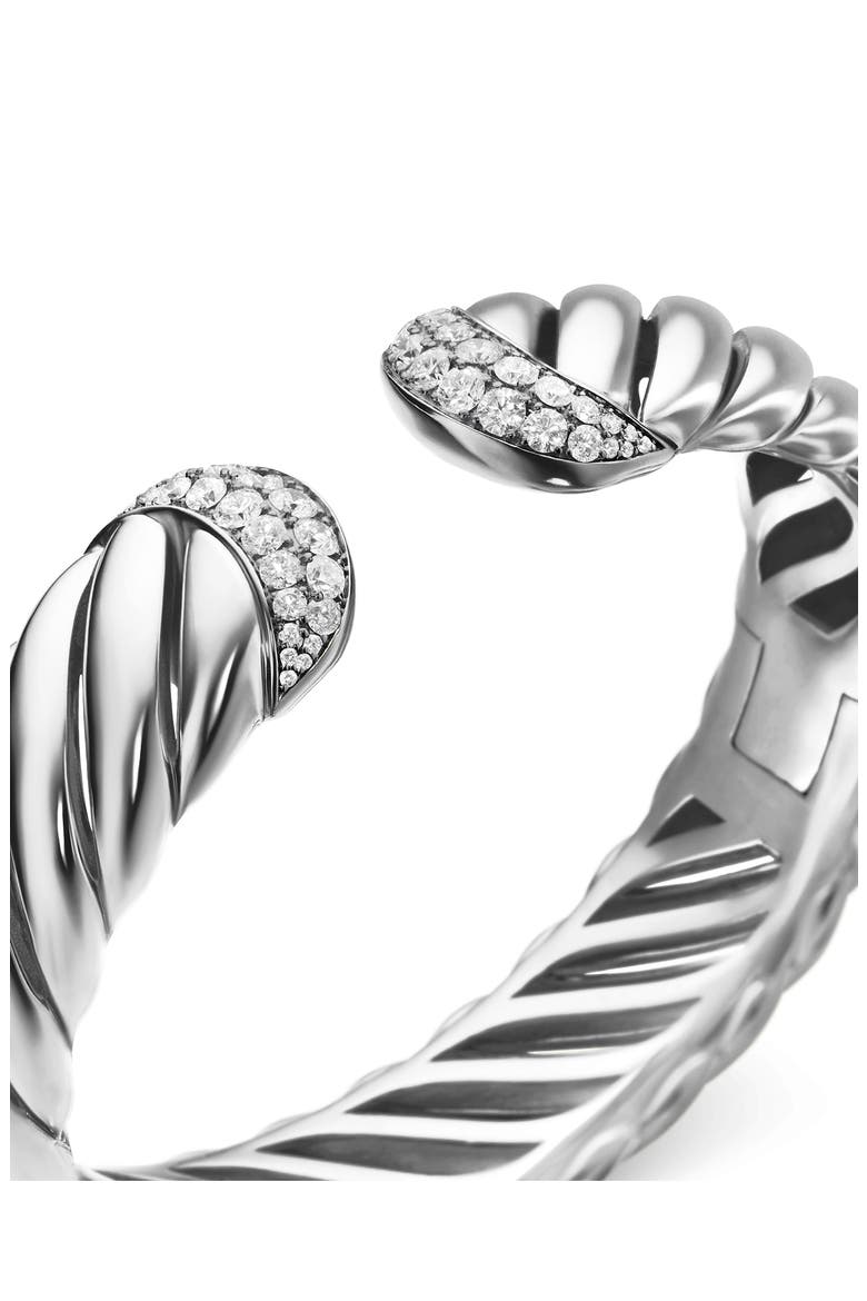 Sculpted Cable Cuff Bracelet with Pavé Diamonds, Alternate, color, DIAMOND/ SILVER
