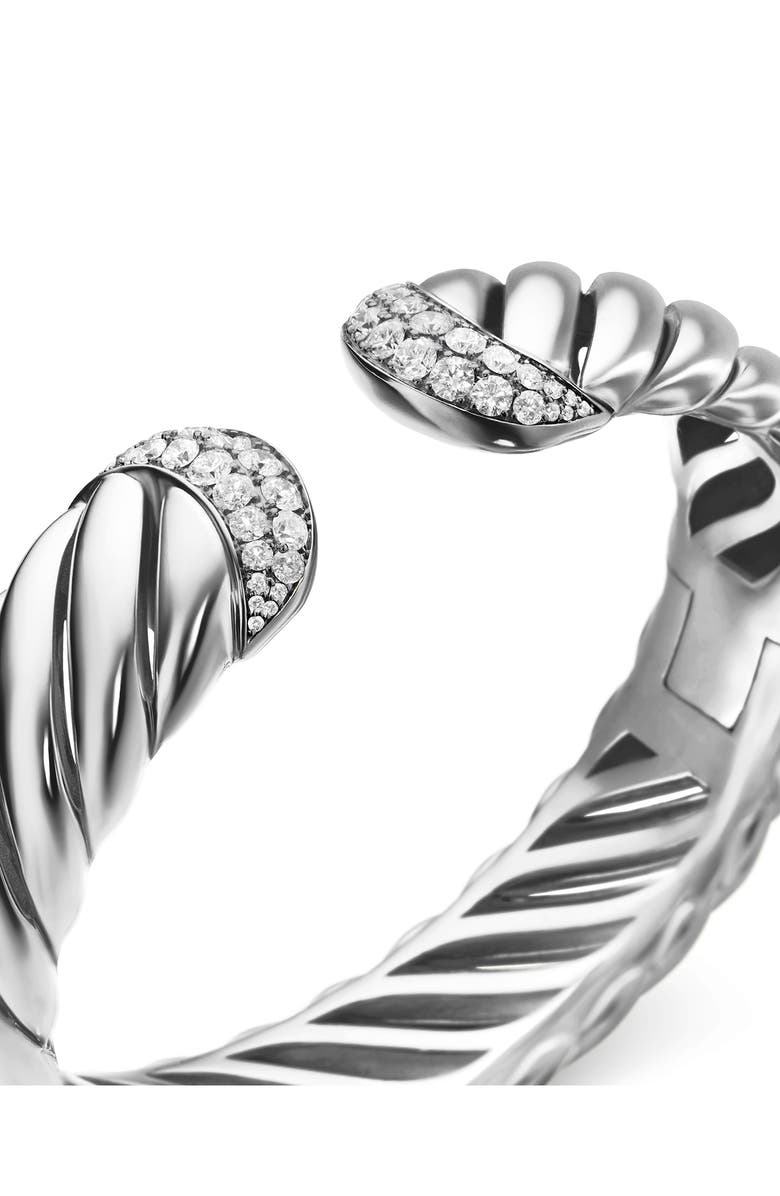 David Yurman Sculpted Cable Cuff Bracelet with Pavé Diamonds, Alternate, color, Diamond/ Silver