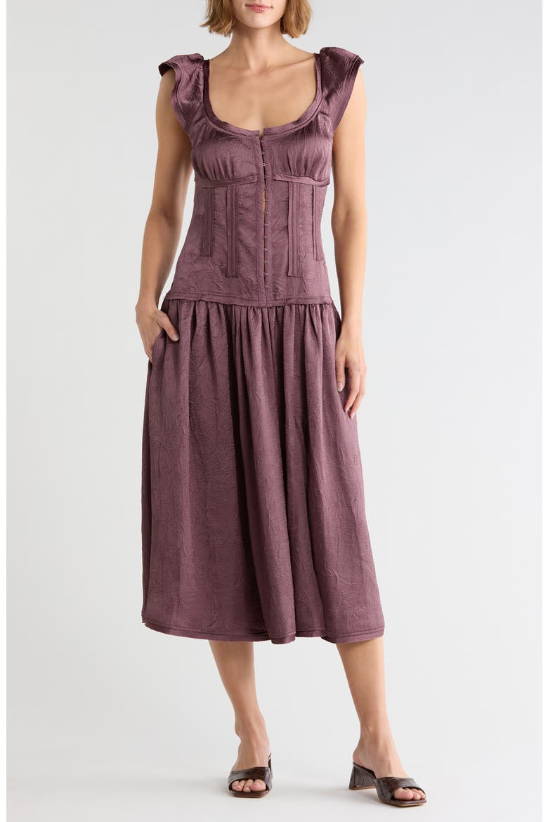 Loveday Midi Dress, Main, color, BROWN