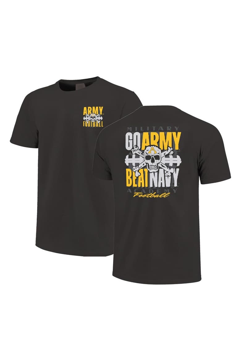 Unisex Graphite Army Black Knights Skull Beat Navy Football T-Shirt, Alternate, color, Graphite