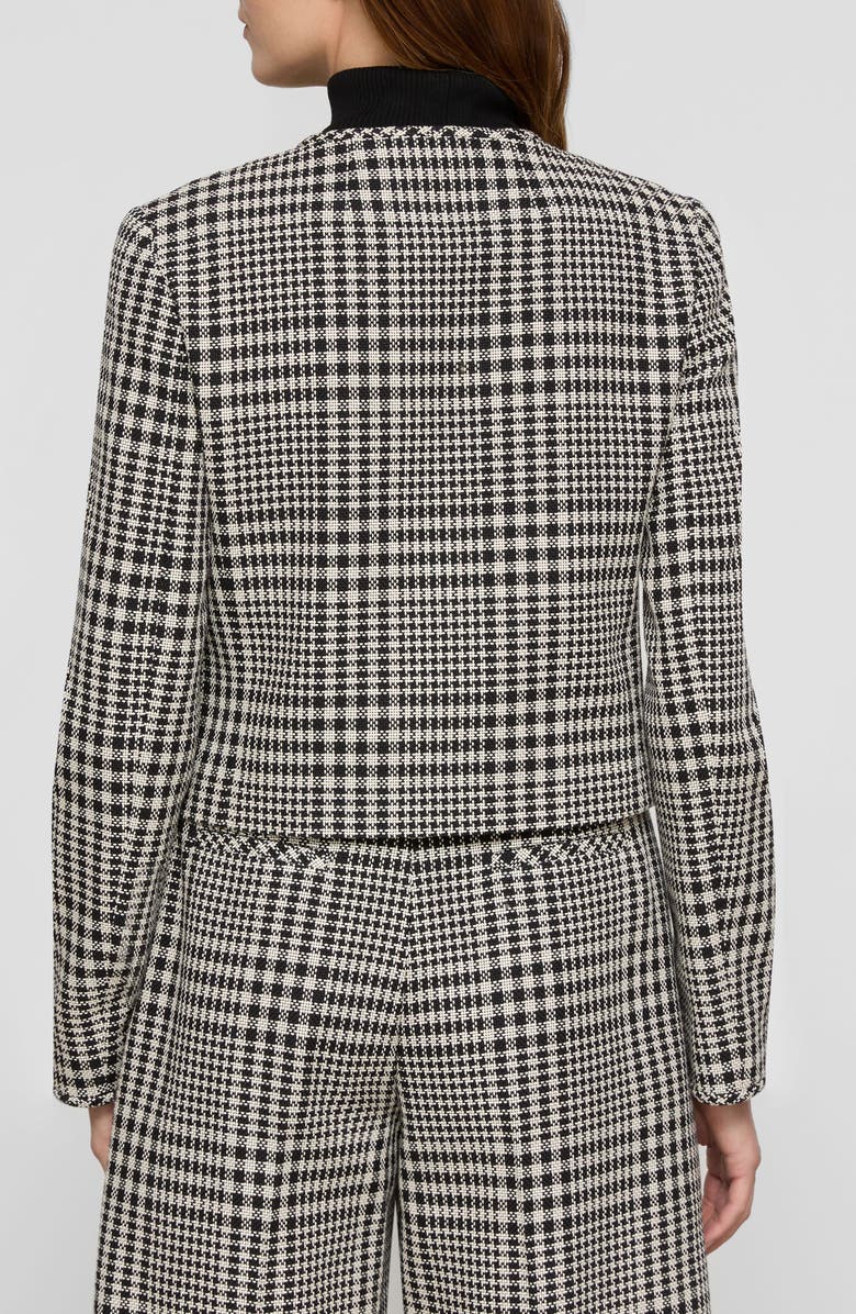 Lafayette 148 New York Grid Plaid Corded Cotton Crop Jacket, Alternate, color, Black Multi