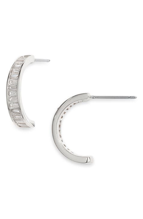 Cubic Zirconia Half Huggie Hoop Earrings