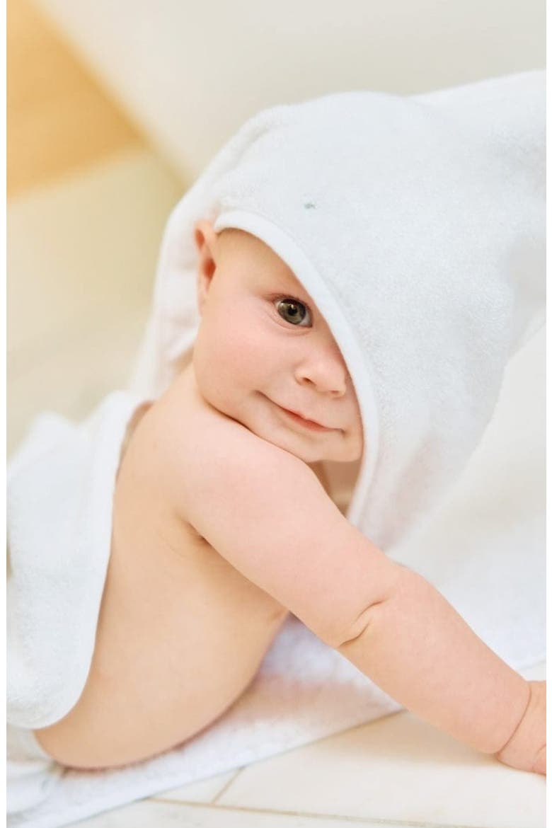 Organic Cotton Baby Hooded Towel, Alternate, color, WHITE