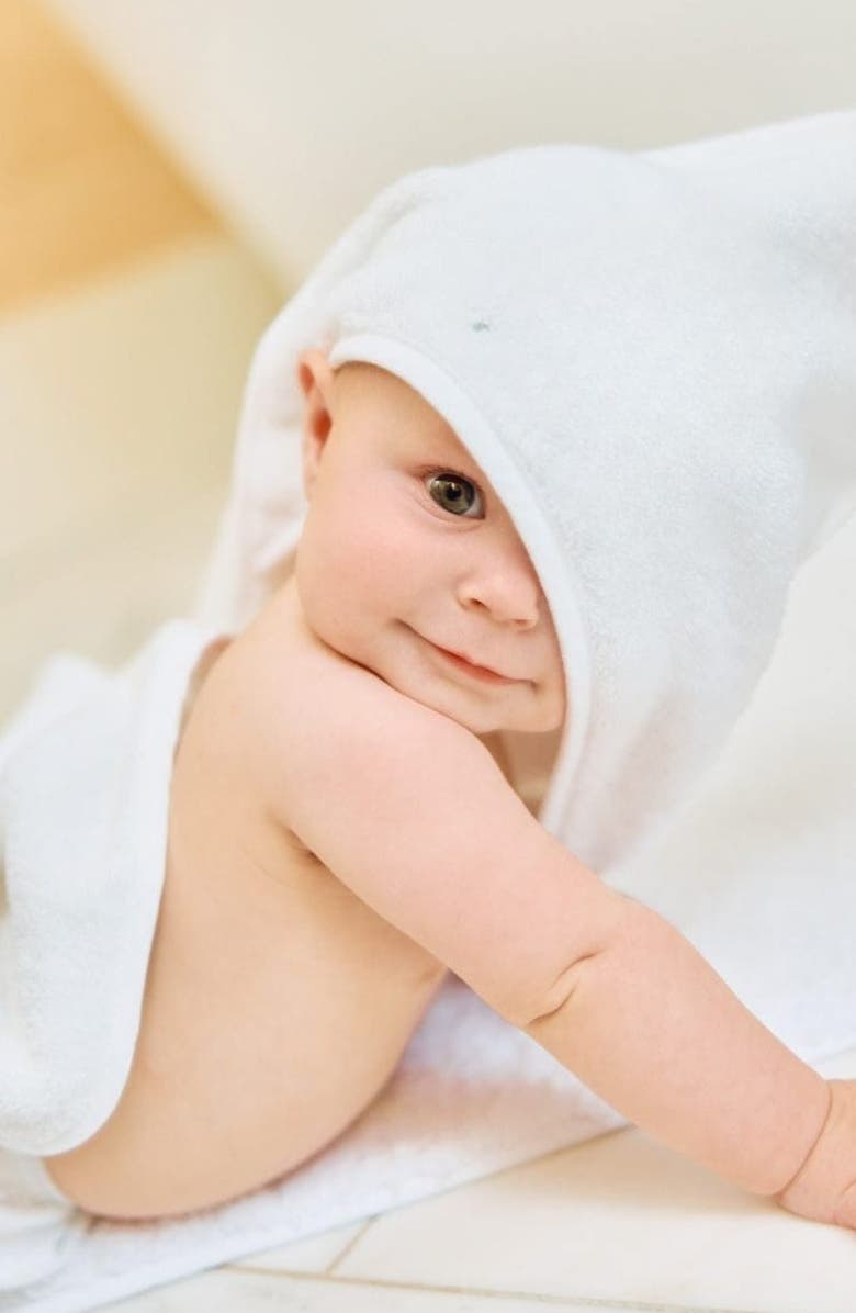 WEEZIE Organic Cotton Baby Hooded Towel, Alternate, color, White