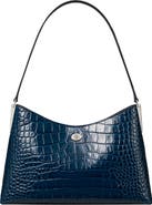 Tory Burch Small Robinson Croc Embossed Leather Shoulder Bag