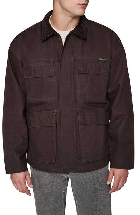 Waxed Cotton Jacket with Corduroy Collar