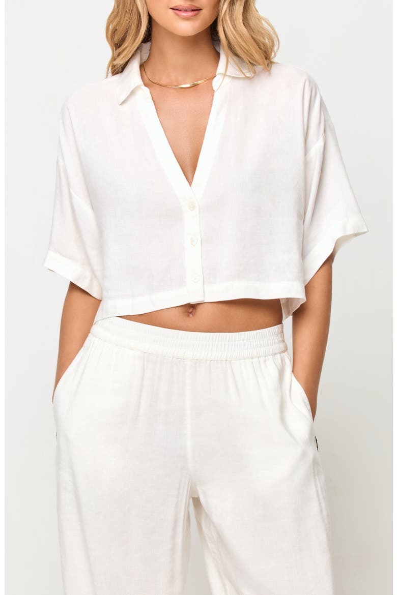 Kitt Cropped Cover-Up Top, Main, color, CREAM