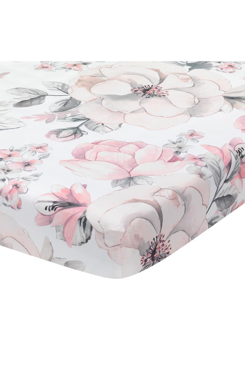 Signature Botanical Baby Watercolor Floral 4-Piece Crib Bedding Set, Alternate, color, Pink