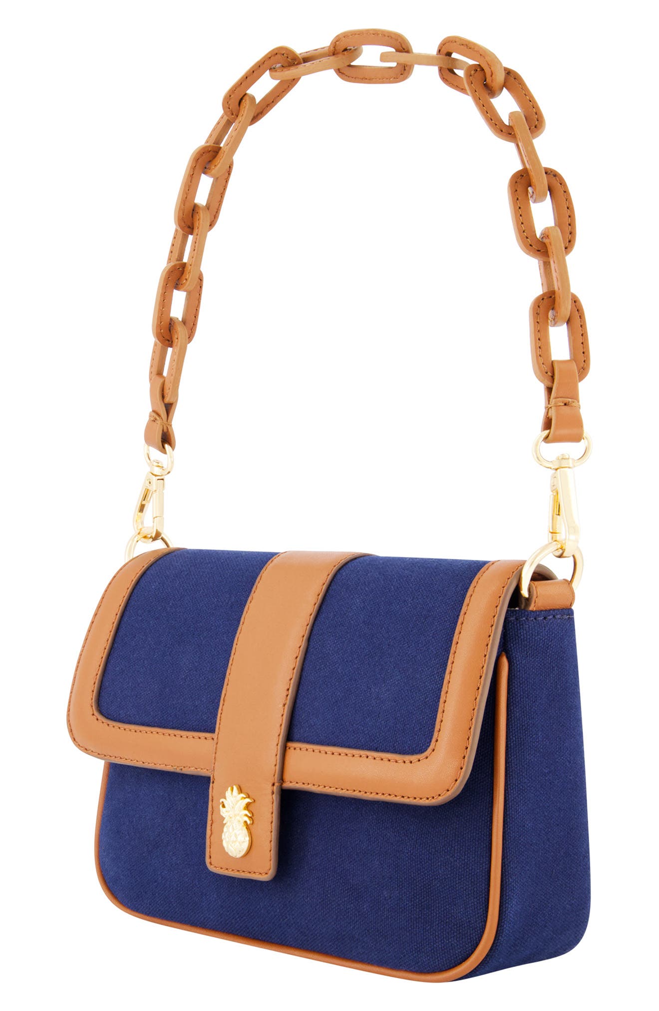 Tommy Bahama Canvas & Leather Trim Crossbody Bag, Alternate, color, Navy/ Tan