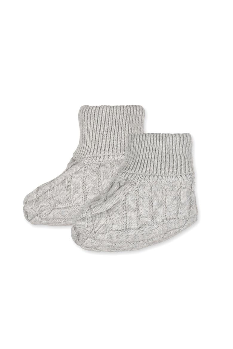 Organic Sweater Beanie and Bootie 2-Piece Set, Alternate, color, Light Gray Heather Cable