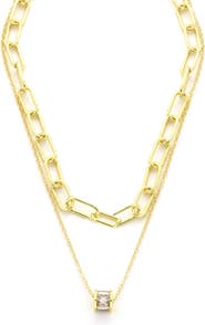 Panacea Layered Crystal Barrel Pendant Necklace