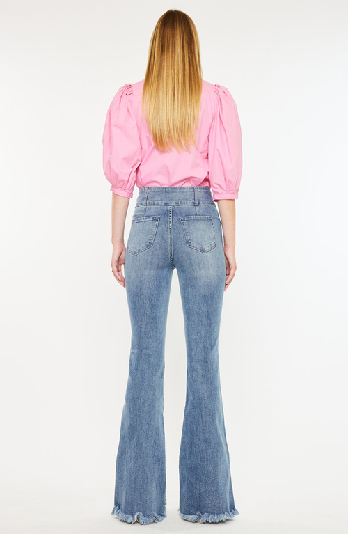Kancan Miranda Ultra High Rise Flare Jeans In Blue