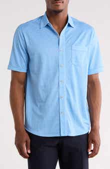 Stretch Geometric Print Short Sleeve Shirt