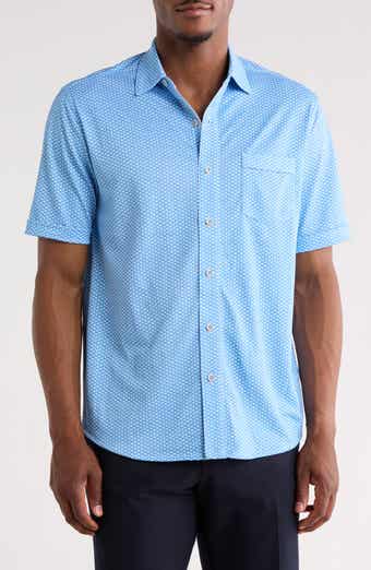 Stretch Geometric Print Short Sleeve Shirt