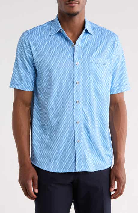 Stretch Geometric Print Short Sleeve Shirt