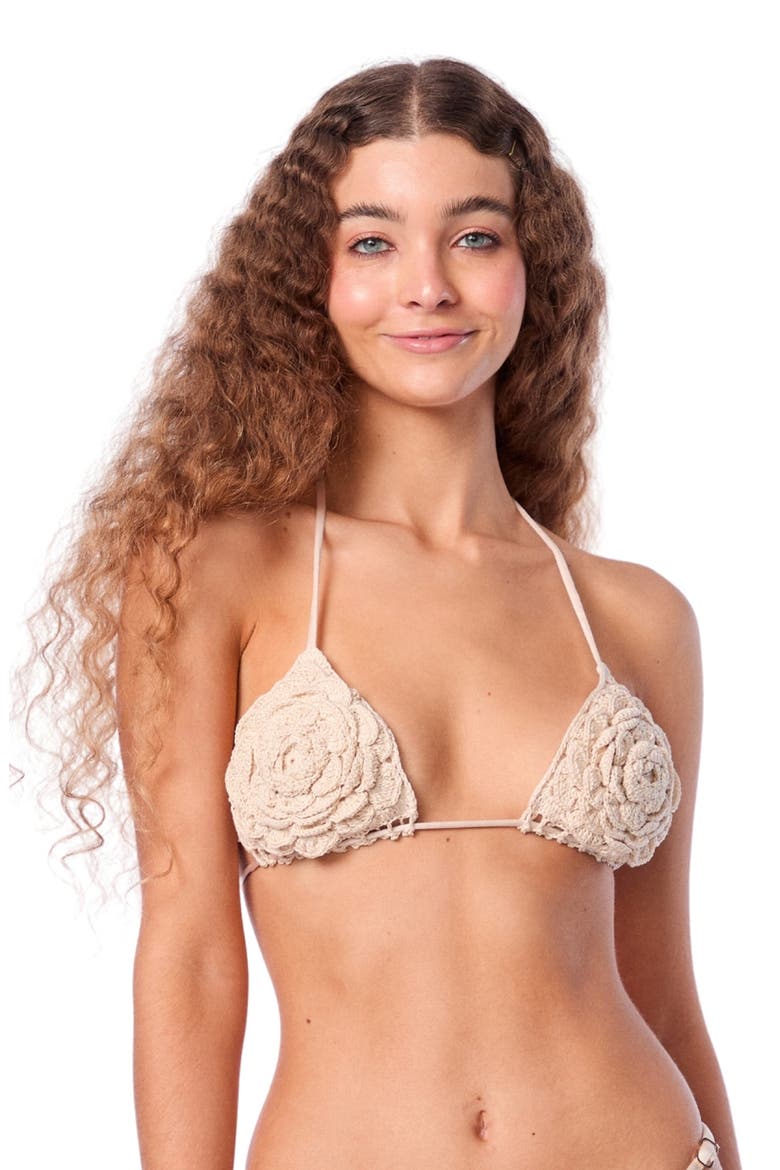 Rose Crochet Bikini Top, Alternate, color, BEIGE