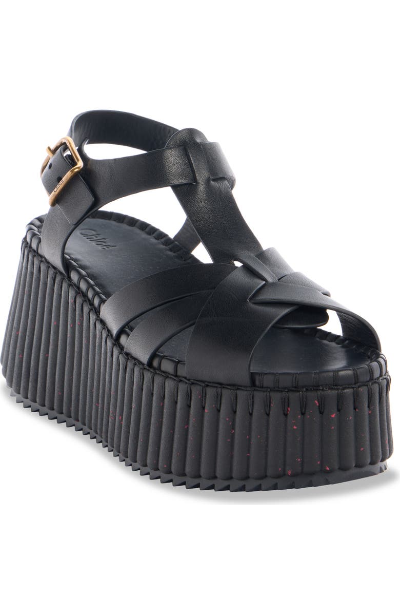Chloé Nama Wedge Platform Sandal, Main, color, Black