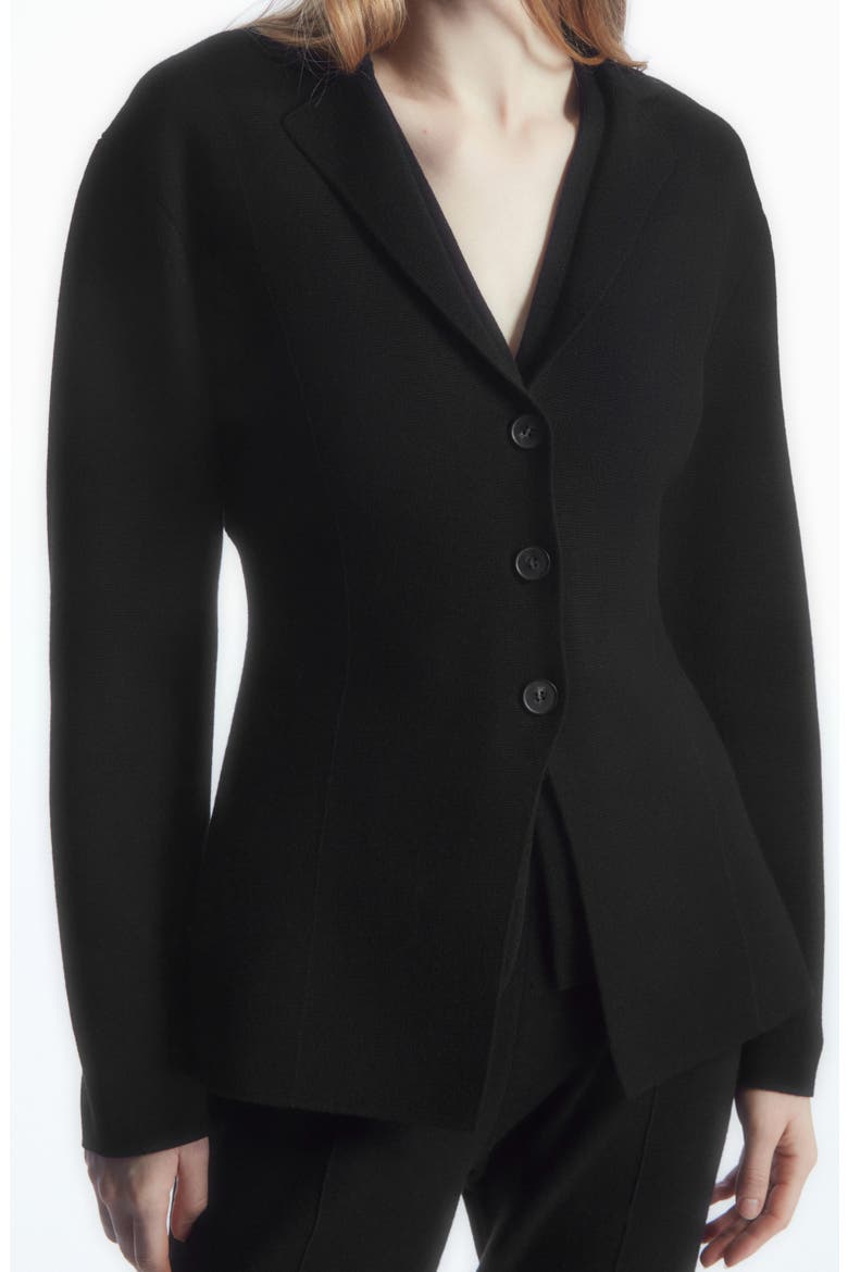 Wool Sweater Blazer, Alternate, color, BLACK DARK