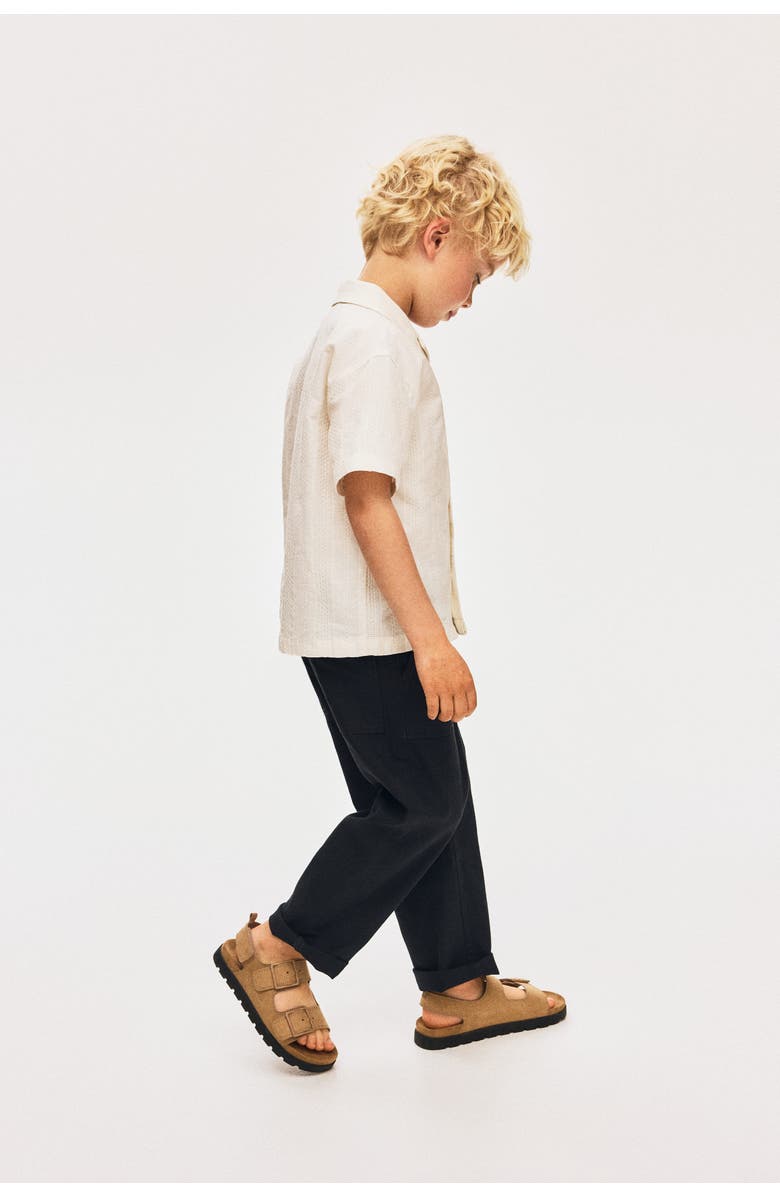 H&M Linen-blend Trousers, Alternate, color, Black