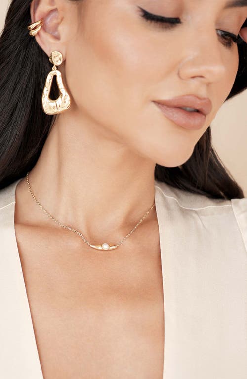 Ettika Liquid Faux Pearl Pendant Necklace In Gold