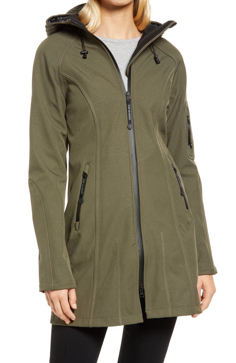 Ilse Jacobsen Regular Fit Hooded Raincoat, Alternate, color, Army