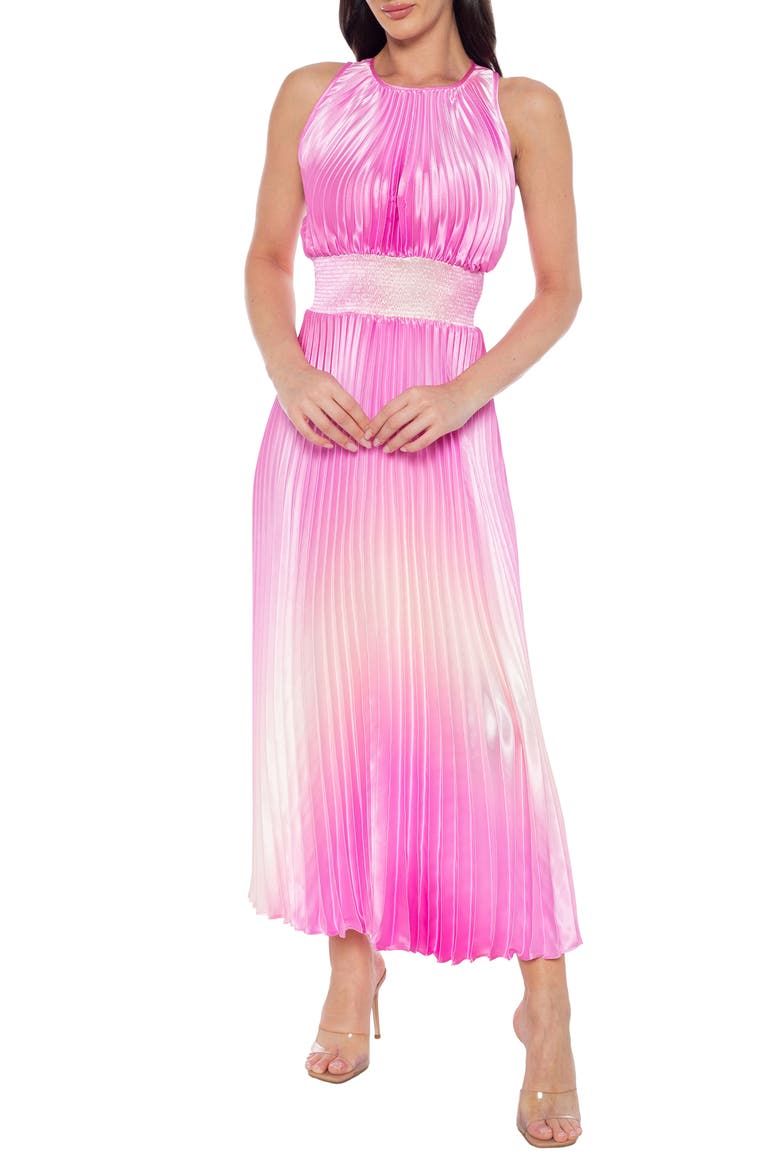 Sleeveless Pleated Maxi Dress, Main, color, PINK / PEACH
