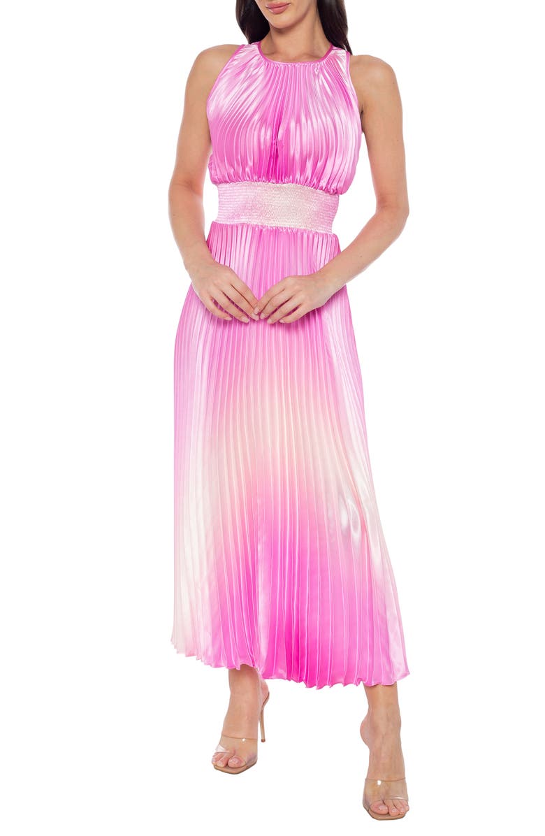 Marina Sleeveless Pleated Maxi Dress, Main, color, Pink / Peach