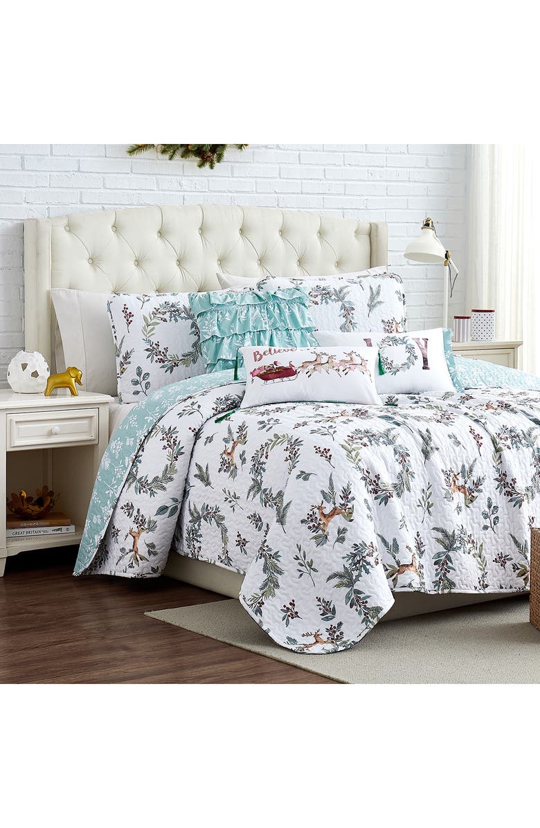 SOUTHSHORE FINE LINENS Happy Holidays Quilt Set, Alternate, color, Happy Holidays