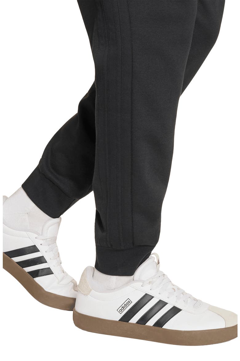 Essentials 3-Stripes Fleece Joggers, Alternate, color, BLACK/ BLACK