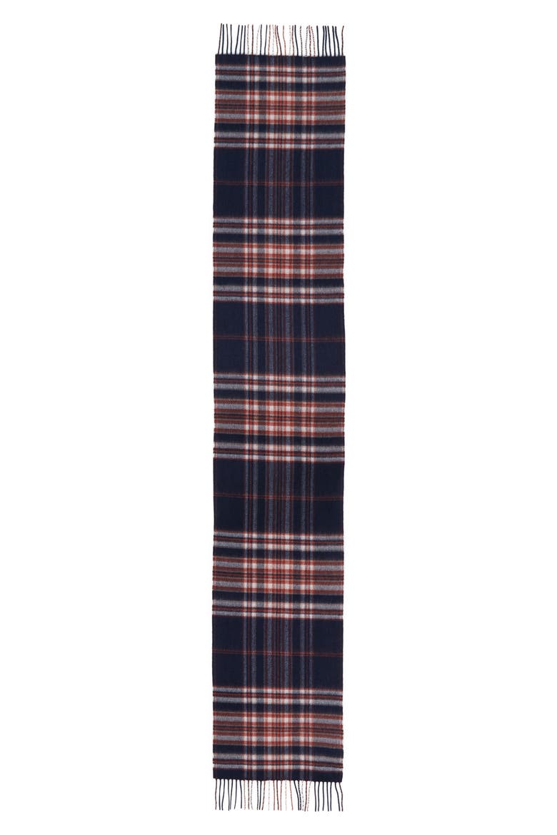 Cashmere & Wool Fringe Scarf, Alternate, color, NAVY BLAZER MAGIC TARTAN