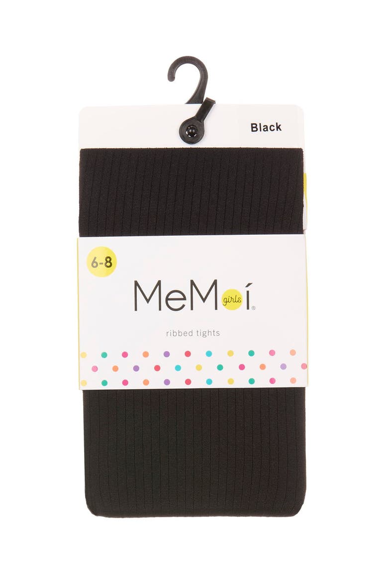 Opaque Fine Ribbed Nylon Tights, Alternate, color, Black
