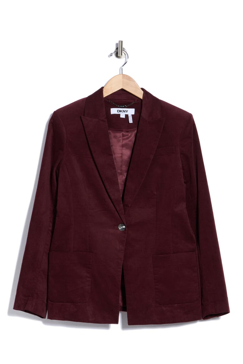 Stretch Corduroy One Button Blazer, Main, color, CABERNET