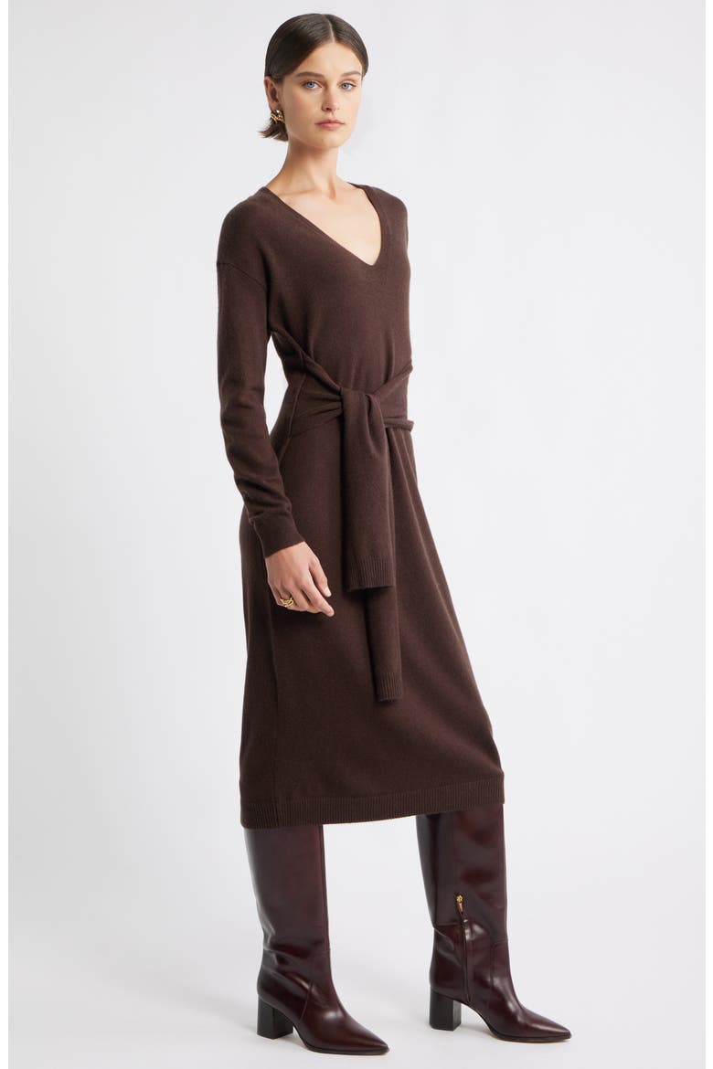 Long Sleeve Wool & Cashmere Blend Sweater Dress, Alternate, color, BROWN COFFEE