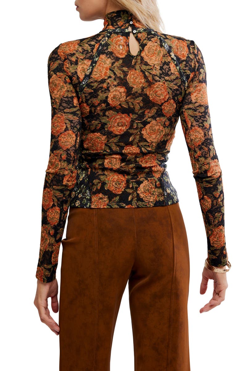 Free People Lyric Floral Lace Top, Alternate, color, Black Combo