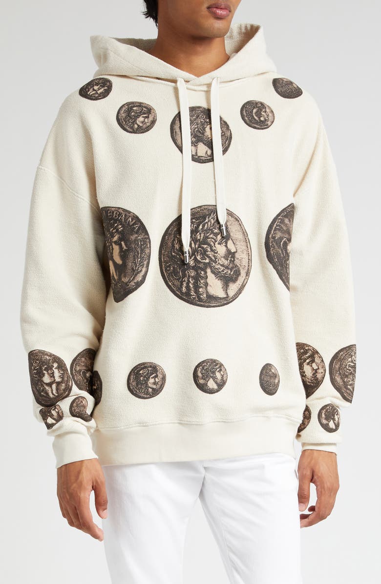 Dolce&Gabbana Coin Print Inside Out Jersey Hoodie, Main, color, 