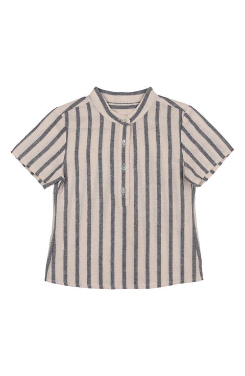 Stripe Band Collar Popover Shirt (Baby)