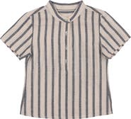 Manière Stripe Band Collar Popover Shirt