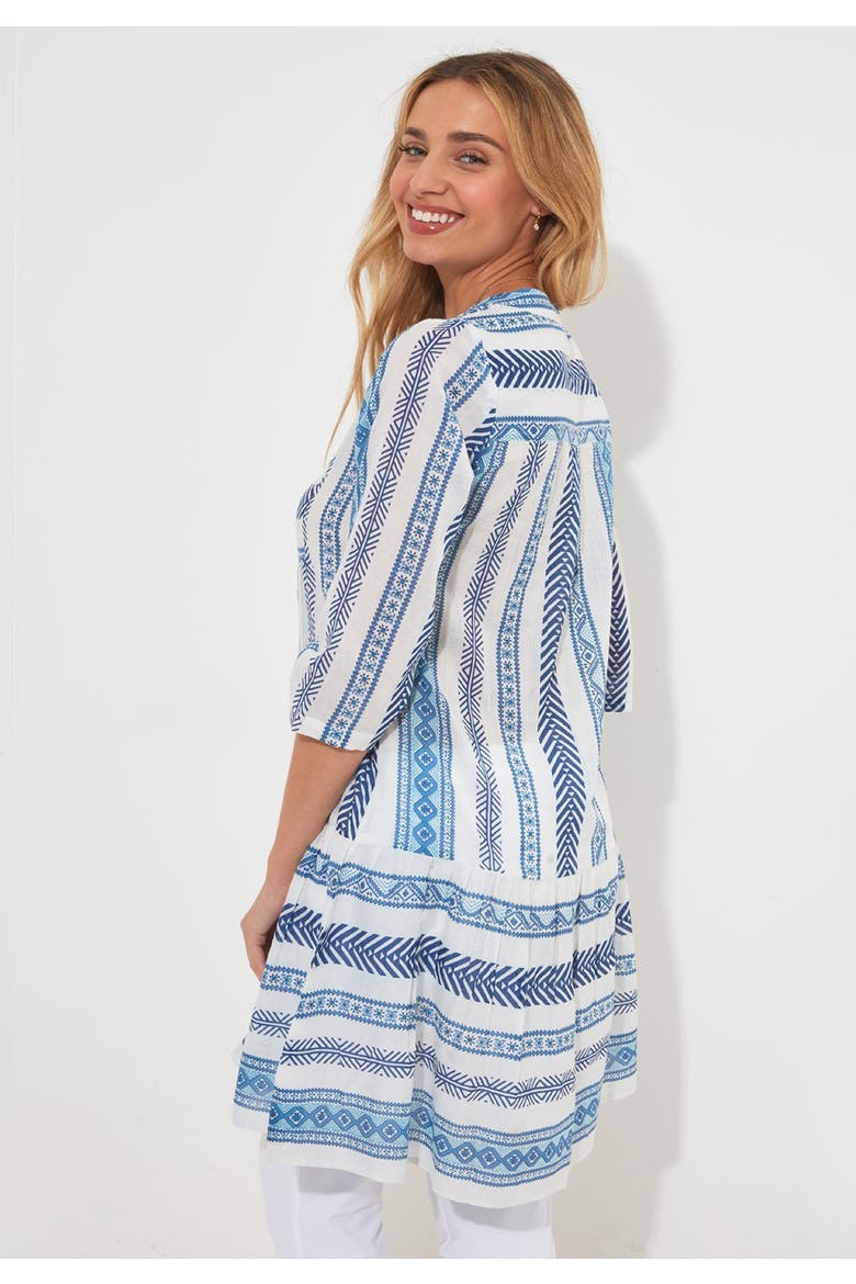 Ruffle Hem Cotton Tunic, Alternate, color, BLUE STRIPE