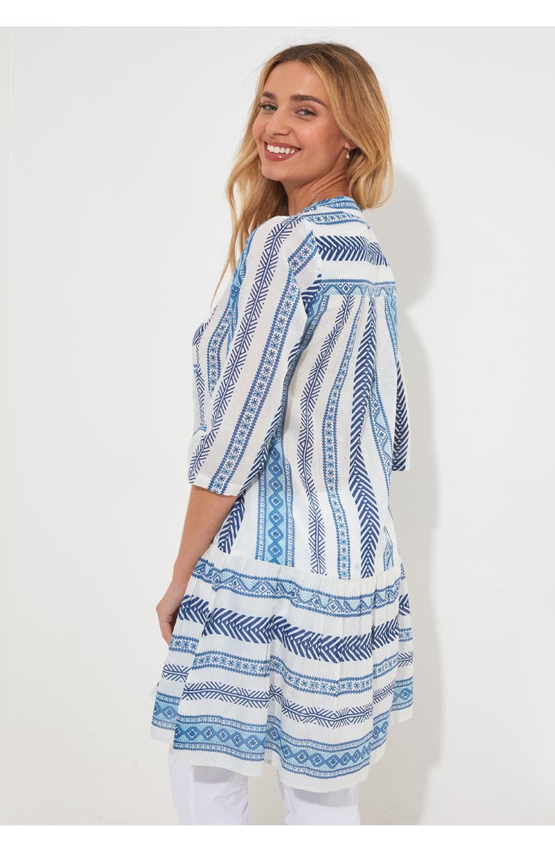 Joe Browns Ruffle Hem Cotton Tunic, Alternate, color, Blue Stripe