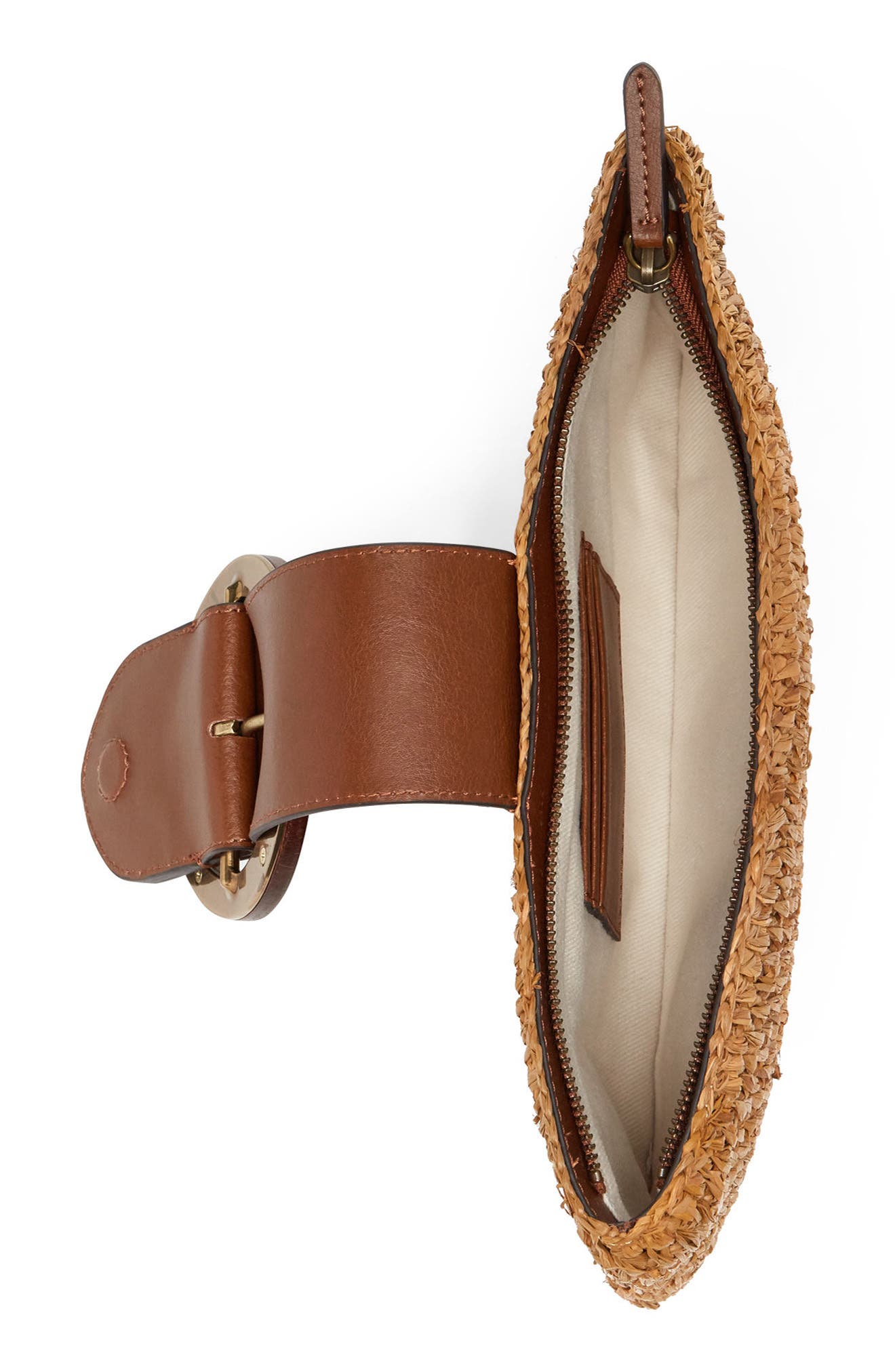 Lennox Raffia & Leather Clutch, Alternate, color, NATURAL