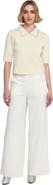 ELLE Collection Wide Leg Trouser With Self Covered Buttons Wide-Leg Pants
